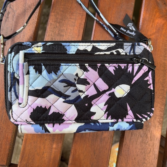 Vera Bradley RFID All in One Crossbody Bag Plum Pansies - Picture 3 of 13